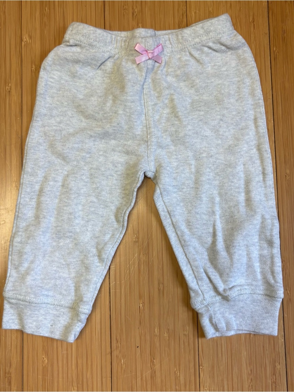 Luvable Friends Light Gray Sweatpants with Pink Bow